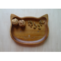 Cat-Shape Natural Wood Plate,